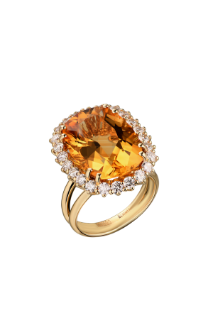 Кольцо  13,9 ct Citrine & Diamonds & Yellow Gold (41133)