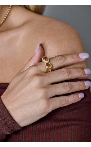 Кольцо  Yellow Gold & Citrine & Diamonds (42546) №2
