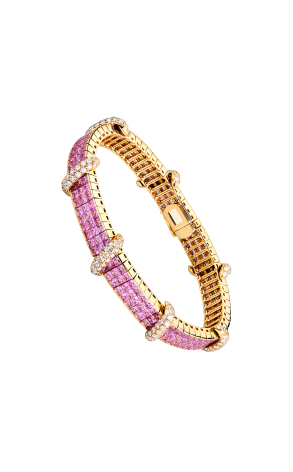 Браслет Adler Pink Sapphire & Round Diamonds & Yellow Gold (40183)