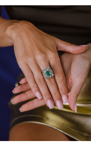 Кольцо  с изумрудом 2,80 ct Light Bluish Green и бриллиантами (38245) №4