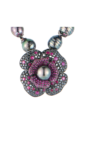 Браслет Paolo Piovan Flower in Black Diamonds & Rubies & Tahitian Baroque Pearl (42715) №2