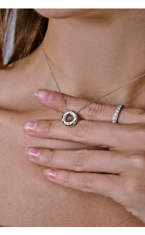 Подвеска Tiffany & Co Vintage Etoile Platinum Diamond Open Circle Pendant Donut Charm (40940) №3