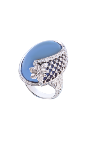 Кольцо Carrera y Carrera Sierpes Maxi White Gold & Chalcedony & Diamonds DA13600 (40628)