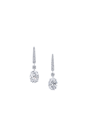 Серьги GRAFF Oval Diamond Earrings 1,02 ct G/VS1 - 1,01 ct G/VS2 Swan Hooks GE (40357)