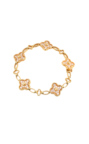 Браслет Van Cleef & Arpels Albena Alhambra 5 motifs Yellow Gold & Diamonds (39827)