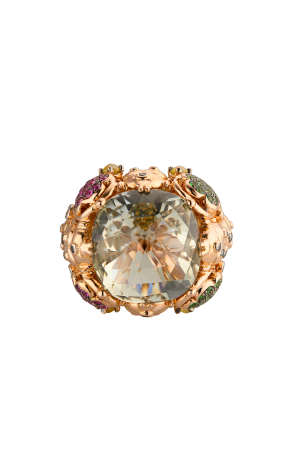 Кольцо  White Gold & Green Quartz & Diamonds & Tourmalines (40368) №2