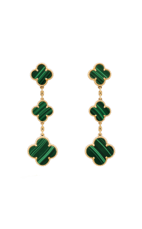 Серьги Van Cleef & Arpels Magic Alhambra 3 motifs yellow gold Malachite VCARO2AG00 (39315)