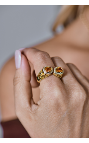 Кольцо  Yellow Gold & Citrine & Diamonds (42546) №3