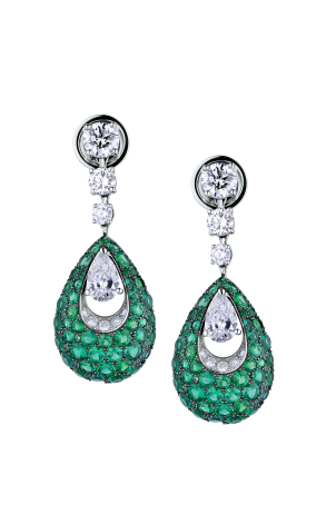 Серьги GRAFF Bombe Pavilion Emerald and Diamonds Earrings (35783)