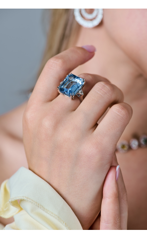 Кольцо  13,53 ct Natural Aquamarine Light Greenish Blue (40651) №3