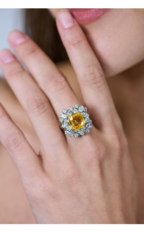 Кольцо  4.14 ct Natural Sapphire Intense Yellow & Diamonds (39642) №3