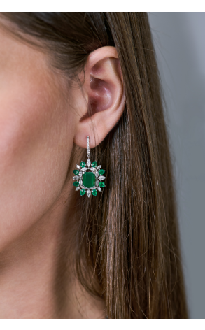 Серьги Lydion Jewellery Chrysoprase & Diamonds White Gold (40387) №2