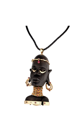 Подвеска Burdi Creazioni di Mimmo Burdi Unique Piece African Head Gold & Wood (41072)