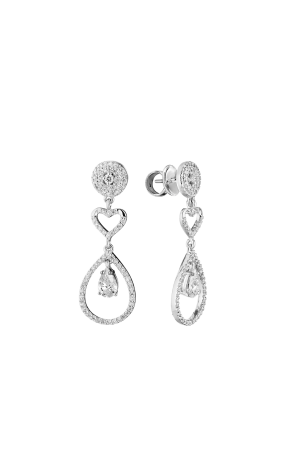 Серьги ЭПЛ Якутские Бриллианты 2,23 ct Pear & Round Cut Diamonds & White Gold EPL (40963)
