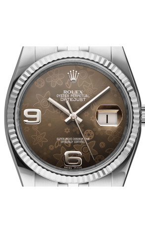 Часы Rolex Datejust 36mm Steel and White Gold Brown Floral Dial 116234 (36858) №5