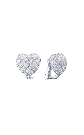 Серьги  White Gold Heart 3,22 ct Round Cut Diamonds (43876)