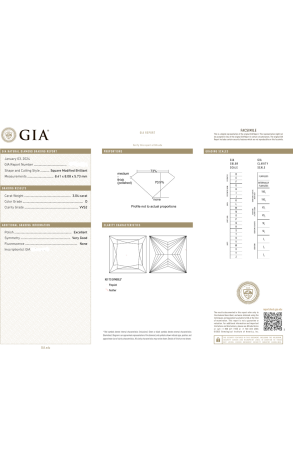 Кольцо GIA 3,04 ct D/VVS2 Princess Cut diamond (37682) №2