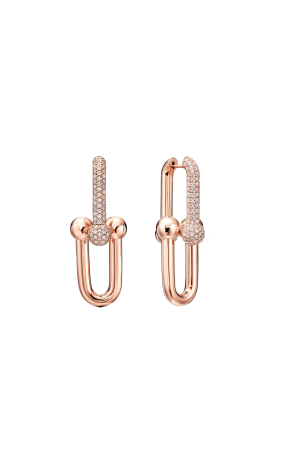 Серьги  в стиле Tiffany HardWear Large Link Earrings in Rose Gold with Pavé Diamonds (42424)