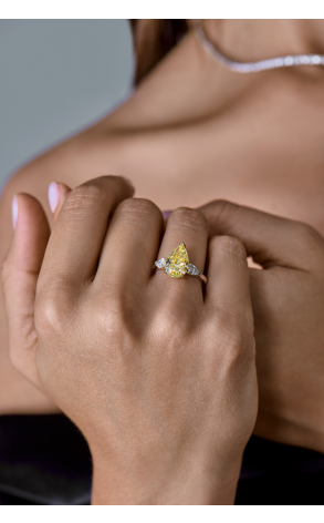 Кольцо GIA 4,02 ct Natural Fancy Yellow/VS2 Pear Cut Diamond (41856) №3
