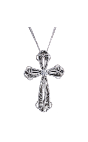 Крест  3,01 ct Round Cut Diamonds & Gold Подвеска-брошь (40224)