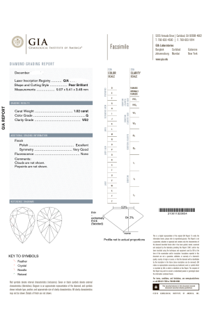 Кольцо GRAFF 1,02 ct G/VS2 Pearshape Diamond Flame GR (37758) №3