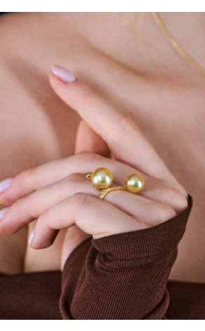 Кольцо  Champagne-colored Pearls & Diamonds & Yellow Gold (40122) №2