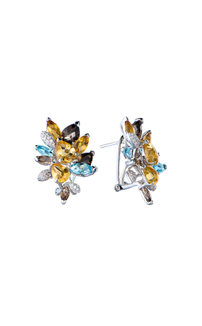 Серьги Damas Сhrysolite & Topaz & Citrine & Diamonds and White Gold (42613)