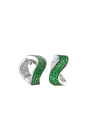 Серьги De grisogono Onde White Gold & Emeralds & Diamonds (43357)