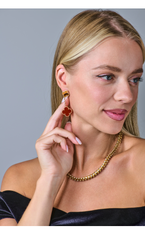 Серьги Van Cleef & Arpels Magic Alhambra 2 Motifs Yellow Gold & Tiger’s Eye & Carnelian VCARN5JR00 (40886) №2