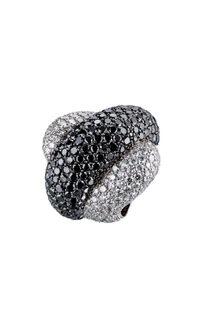 Кольцо  11,50 ct Black & White Round Cut Diamonds & White Gold (41073)