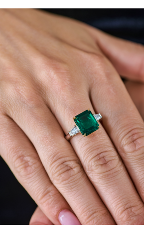 Кольцо Yanush Gioielli 4,49 ct Natural Octagonal Cut Vivid Green Emerald Zambia & Diamonds YR31066TTEM (40307) №4