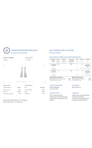 Серьги  8,30 ct Round Cut Diamonds & White Gold (41505) №2