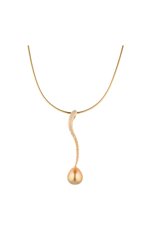 Подвеска  Champagne-colored Pearl & Diamonds & Yellow Gold (40682)