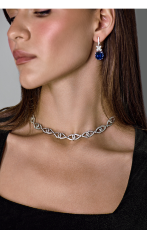 Колье Tiffany & Co Platinum Pavé Diamond Interlock Bow Necklace (42786) №3