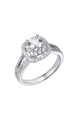 Кольцо  0,65 ct H/I1 Round Cut Diamond & 0.66 ct Diamonds & White Gold (42026)