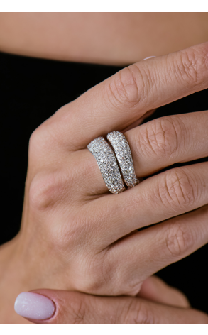 Кольцо H.Stern Double Band Ring In Solid Hammered White Gold & Diamonds (40946) №2