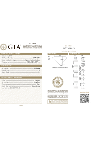 Кольцо La Vivion 0,50 ct E/SI1 Square Cut Diamond (40707) №2
