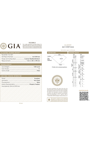Пусеты DeRosa 0.50 ct E/VVS2 - 0.50 ct E/VVS2 Cushon Cut Diamonds E288101 (37282) №2