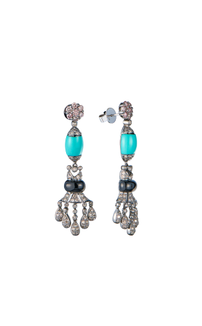 Серьги  Art Deco Turquoise & Diamonds & Onyx (43803)