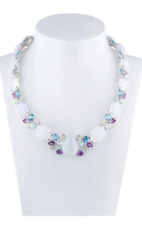 Колье Oro Vitchenza Jewellery Louna Stone & Diamonds & Multigemstone & White Gold (40410) №2