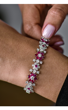 Браслет  Flowers 9,20 ct Natural Ruby & 9,90 ct Diamonds & White Gold (41972) №3