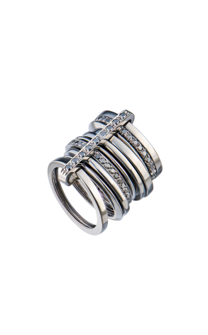 Кольцо  Statement Ring with Black Diamonds & Gold (43661) №2