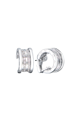 Серьги  в стиле Bvlgari B.Zero1 White Gold & Diamonds (43095)
