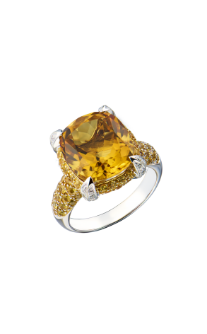 Кольцо  Citrine & Diamonds & White Gold (43536)