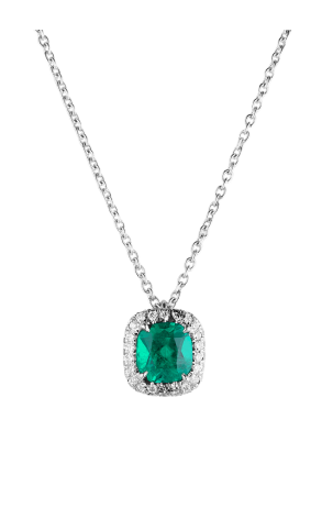 Подвеска  0,84 ct Natural Emerald Cushion & 0,20 ct Diamonds (40595)