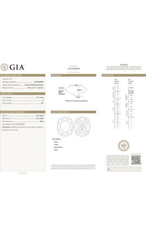 Кольцо GIA 2,01 ct H/SI1 Cushion Cut Diamond & White Gold (40602) №2