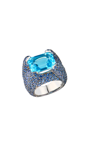 Кольцо  Topaz & Sapphire & White Gold (43551)