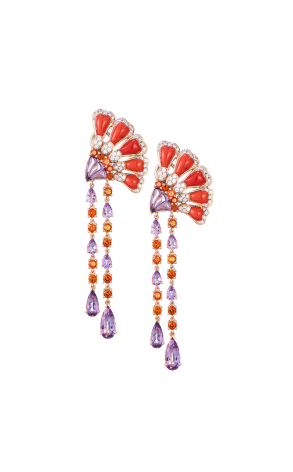 Серьги  Peacock Collection Coral & Amethyst & Topaz & Diamond (41870)