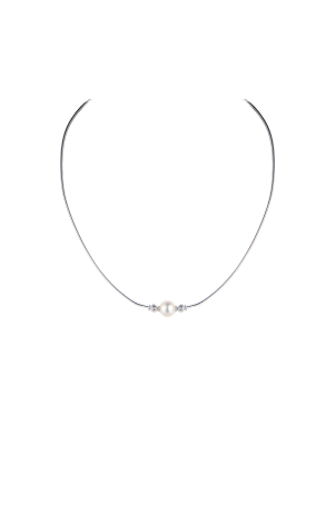 Колье Mikimoto Akoya Pearl 8 mm & 2 Round Diamonds & White Gold (41749)
