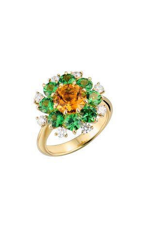 Кольцо  Citrine & Tsavorites & Diamonds Flower (42768)